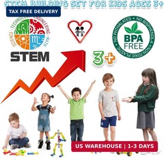 170 Pcs Building Toys for Kids Ages 4-8 with Toy Box Storage, Idea Guide, Buildi