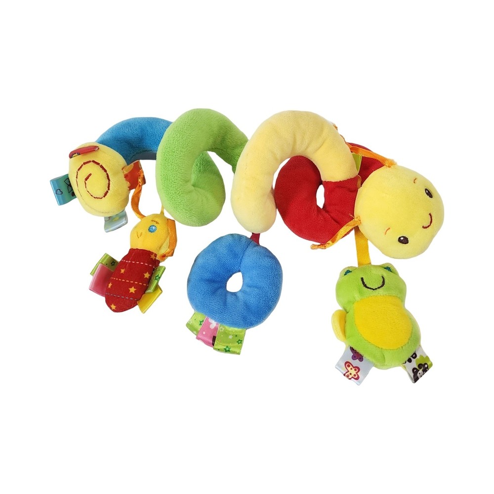 Multicolor Plush Spiral Activity Stroller Car Seat Toy Frog Ladybug Sensory Toy