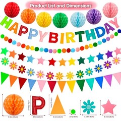 Pre-Strung 3D Happy Birthday Banner, 6 PCS Felt Reusable Birthday Decorations…