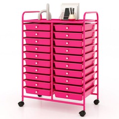 20 Removable Drawers Rolling Storage Cart Studio Organizer-Pink – Color: Pink
