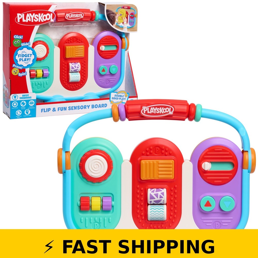Playskool Flip & Fun Sensory Board Toy for Toddlers, 4-Piece Set
