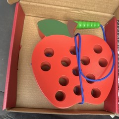 Kiumhouse Threading Big Apple Wooden Activity Toy Red Fruit for Ages 3+