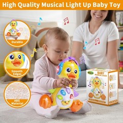 Baby Musical Light Up Duck Toy, Dancing Crawling Tummy Time Toys,0-18 Month Gift
