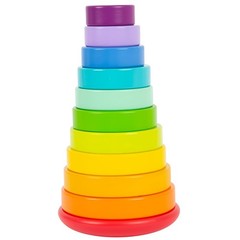 Wooden Large Rainbow Stacking Tower by – Babies Learn Hand-Eye Coordination, …