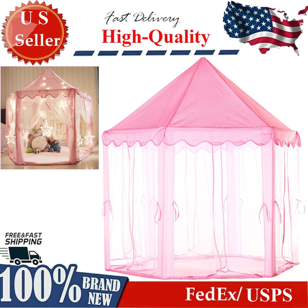Pink Kids Play Tent Girls Princess Castle Children Playhouse Indoor Outdoor Toys