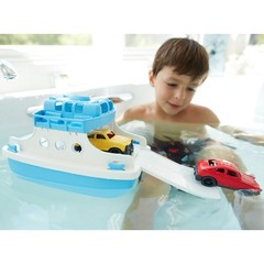 Green Toys Ferry Boat with Mini Cars Bathtub Toy, Standard, Blue/White