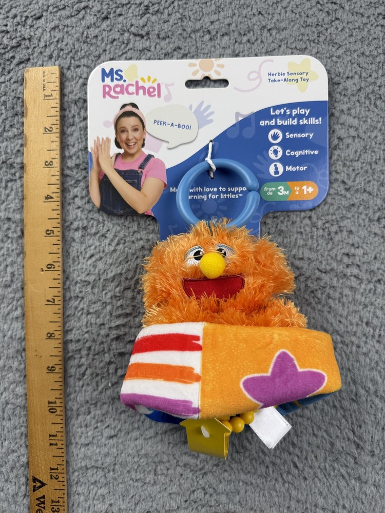 Ms Rachel Herbie Sensory Take-Along Baby Plush Rattle Toy Cognitive Motor 3M+ GU