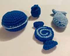 Handmade Crochet Blue Color Sorting Playset, Learning Toy, Montessori