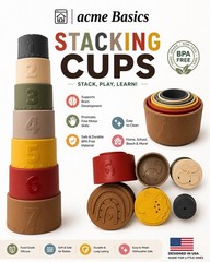 Moonkie Stacking Cups Toy, Fun Educational Baby Toys Silicone Soft Teething Toys