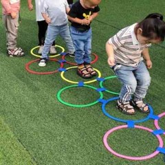 Children Brain Games Hopscotch Jump Circle Rings Set Kids Sensory Play Indoor Ou