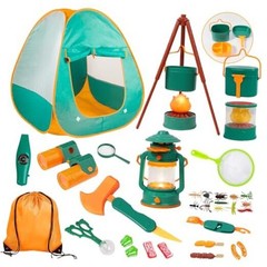 Kids Camping Set with Tent – Toddler Toys for Boys with Campfire, Green