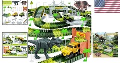 271-Piece Dinosaur Tracks Set with 2 Race Cars & Fun Dinosaur Toys for Kids
