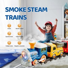 Remote Control Train Toy for Kids, Lighting & Music Train Set with Water Steam