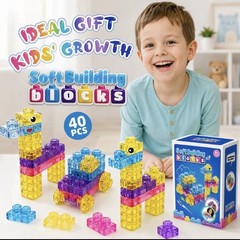 40 PCS Sensory Soft Building Blocks for Toddlers, Kids Montessori Squishy Stacki