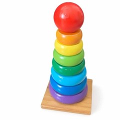 Kids Rainbow Stacking Toy – Multicolor Wooden Ring Tower