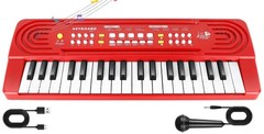 Kids Toddler Toy Piano Keyboard – 37 Key Pianos for 17*6.3*2.1 inches, Red