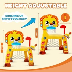 4 in 1 Toddler Basketball Hoop & Soccer Goal, Gift for Boys Girls 1 2 3 Years
