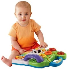 VTech Baby Push Walker Sit-to-Stand Toddler Interactive Learning Toy Orange