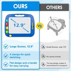 Large Magnetic Drawing Board for Kids, Etch & Sketch Pad with 4 Stamps, Educatio