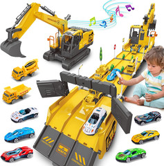 Toys for 3 Year Old Boys,Excavator Toys for Boys with 6 Metal Racing Cars and 2