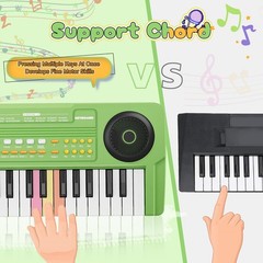 37 Keys Kids Piano Keyboard with Microphone Portable Toddler Toys, Green