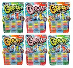 Ja-Ru Magic Grow Capsules, (3 Packs Assorted). Water 3 Packs, Assorted Colors