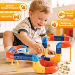 Electrical Train Set for Kids Aged 3 4 5 6 7 8 9, 65+ Pcs Car Tracks with Traffi