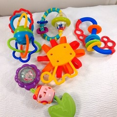 Oball & Bright Starts baby rattle toy set Lion Clickity Twist Flex Slide Ladybug