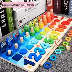 Kids Montessori Math Toys For Toddlers Educational Wooden Puzzle Fishing Toys