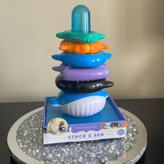 Preowned cute FAO Schwartz stack & sea creature tower 0 month unisex baby toys