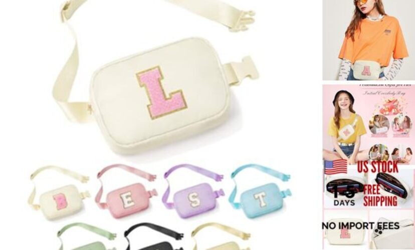 Birthday Gifts for 3 4 5 6 7 8 9 10 Year Old Girl, Initial Fanny Pack Beige L