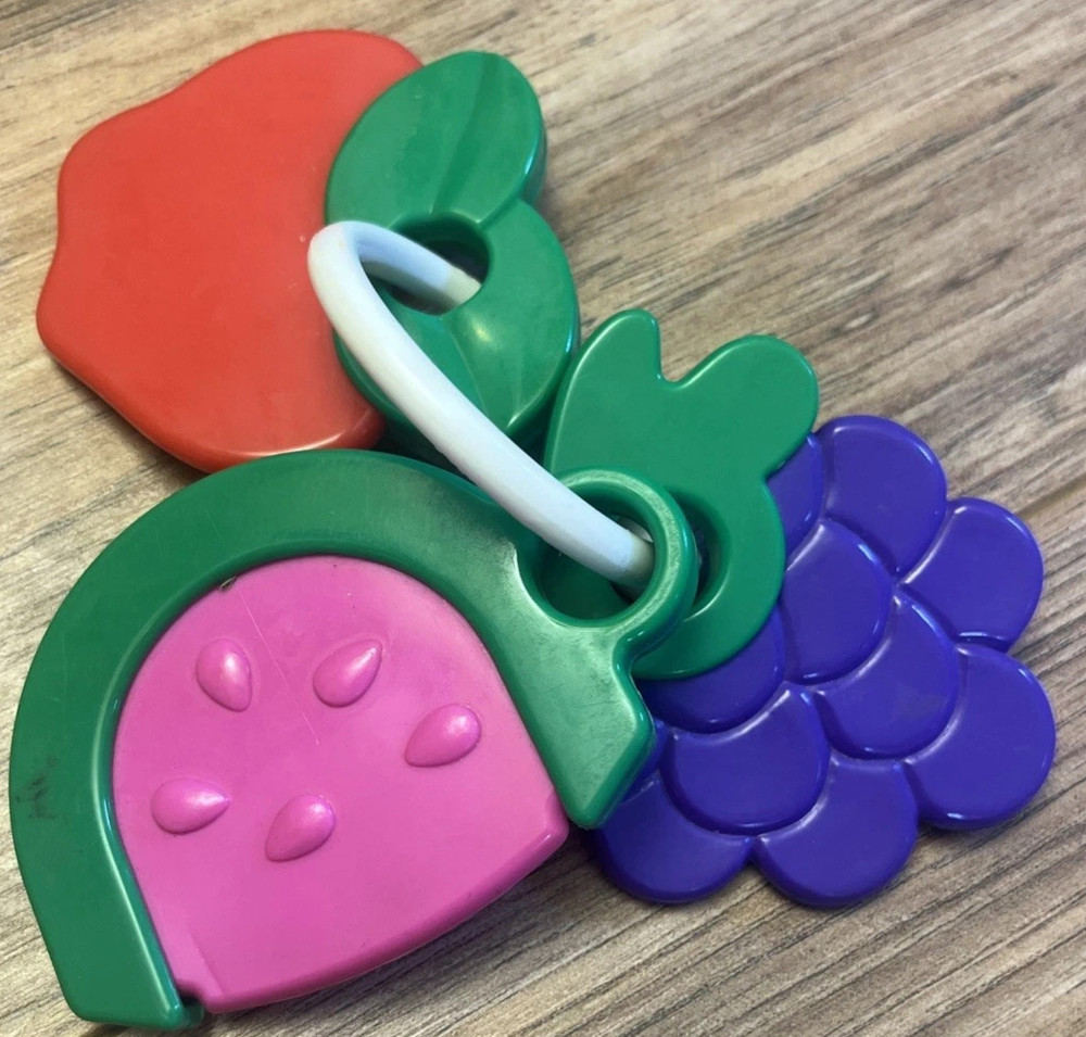 Vintage 1993 The First Years Hard N Soft Fruits Teething Toy Teether apple grape