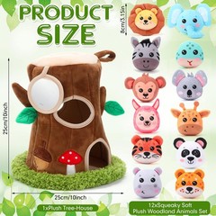 Arrowbash 13 Pcs Plush Animal Tree House Toy for Babies 6-24 Months, Hide and…