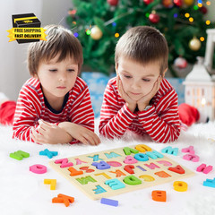 Wooden Puzzles for Toddlers, ABC Alphabet Puzzle, Learning Toys, Preschool Learn
