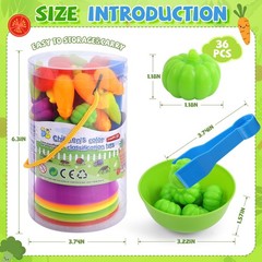 TSYAN Counting Vegetables Matching Games Sensory Toys with Sorting Bowls Pres…
