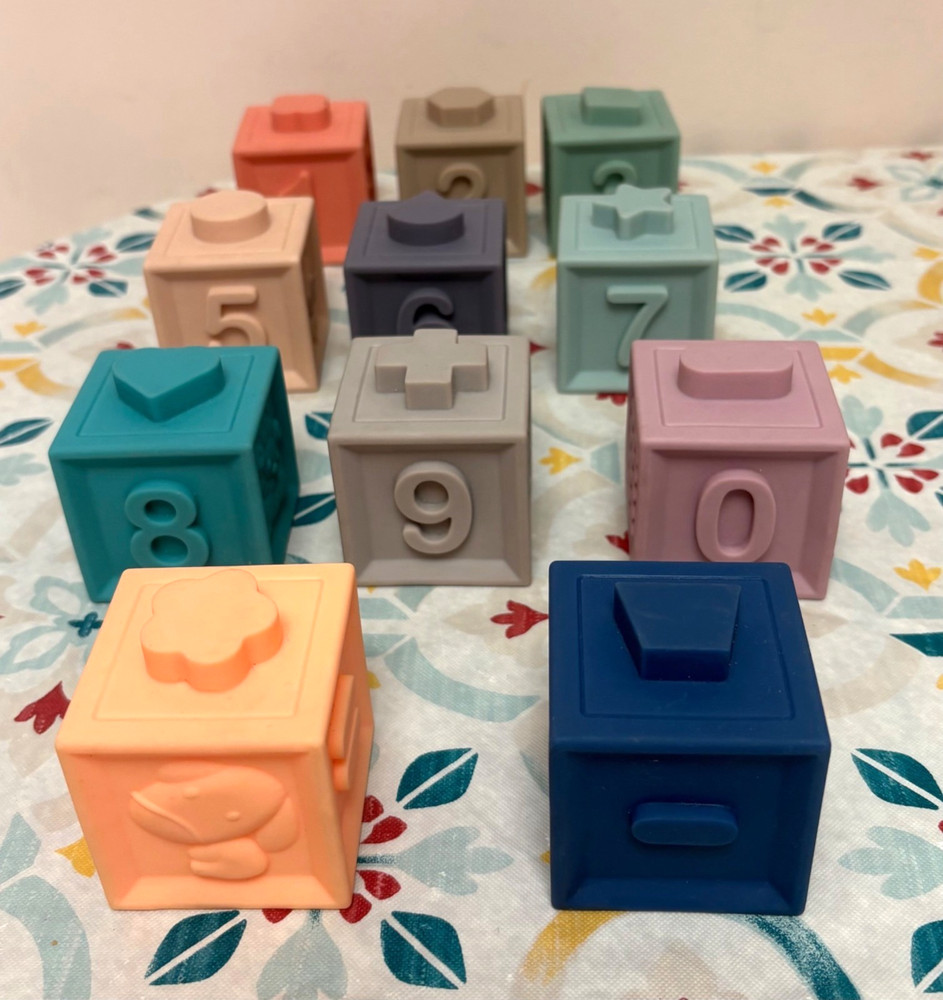 Soft Sensory Stacking Textured Numbered Educational Blocks Infants & Toddlers
