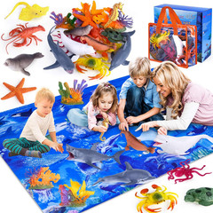 Ocean Animal Toys Set with Play Mat – 18 Realistic Sea Creatures