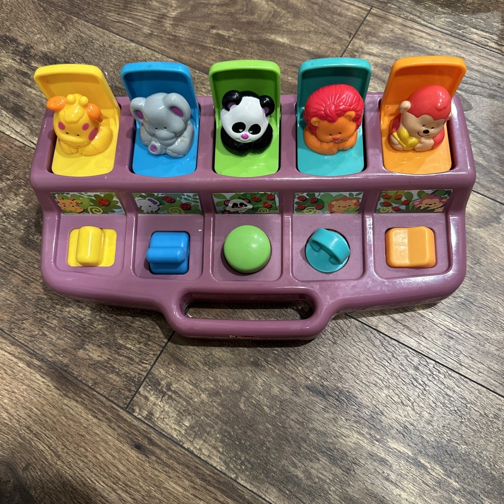 Playskool Pop Up Pals Baby Toy 1995 Jungle Safari Animal Purple Base. Read Desc
