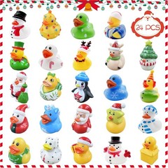24 PCS Christmas Rubber Ducks,Baby Bath Toys Assorted Small, Multicolor
