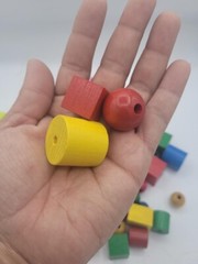 Wooden Lacing Beads & Blocks Set, Math Manipulatives, Early Learning, 86 Pieces