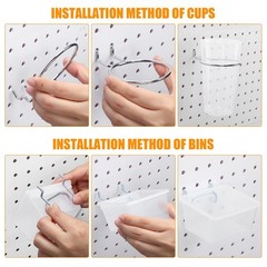 95-Piece Pegboard Accessories Set with Hooks, Cups, Wire Shelf, Tissue Box, C…