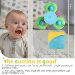 ALASOU 3PCS Suction Cup Spinner Toys for 1 Year Old Boy Small, Multicolor