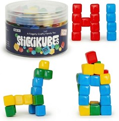 Mini STEM Building Blocks with Sticky Surface, 125 Non Toxic Cubes in Four