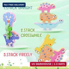 Montessori Dinosaur Stacking Blocks 10 Pack Wooden Toy for Toddlers 2-5
