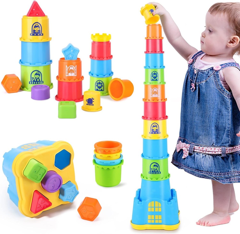 iPlay iLearn Baby Stacking Cups Nesting Toys Shape Sorter Ages 12-36 Months