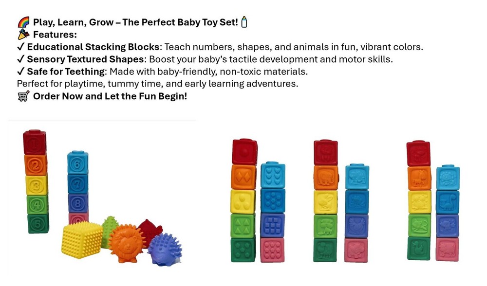 Toys for babies Stacking Blocks and textured sensory toys in shapes (Pre-Owned)