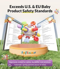 Montessori Baby Teether Rattle BPA-Free Silicone Sensory Toy 0-12 Months