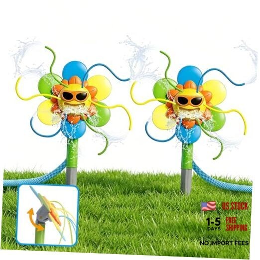 2 Pack Sunflower Water Sprinkler,Manual Rotating Flower Head Water Spray