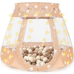 Pop Up Princess Tent with Star Light, Toys for 1 2 3 Year Old Girl Brown