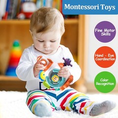 Montessori Sensory Toys for Toddlers 1-3 – Travel Activities Busy Board Cube …